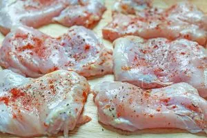 chicken with seasoning.